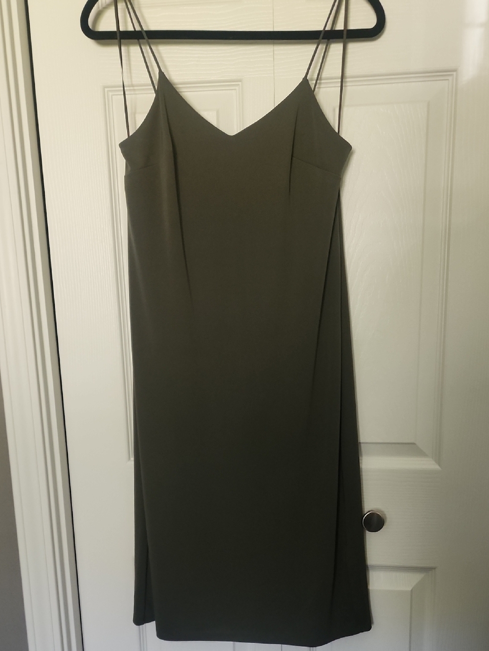 Express Olive Green Midi Slip Dress with Spaghetti Straps